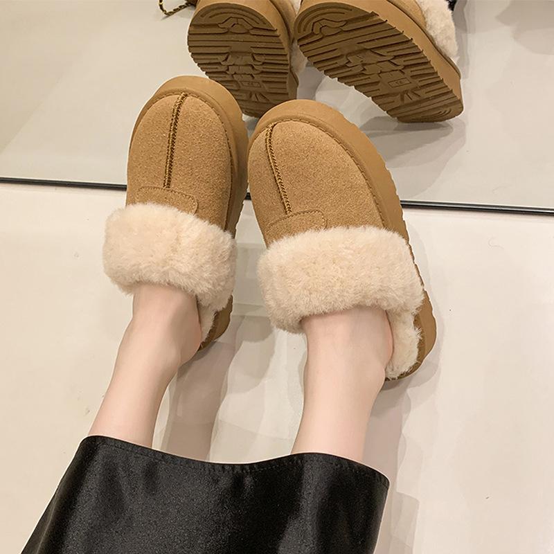 Winter neue Baumwollpantoffeln Damen Indoor Taschenkopf dicke Sohle Wolle Baumwolle Schuhe tragen warm und vielseitig