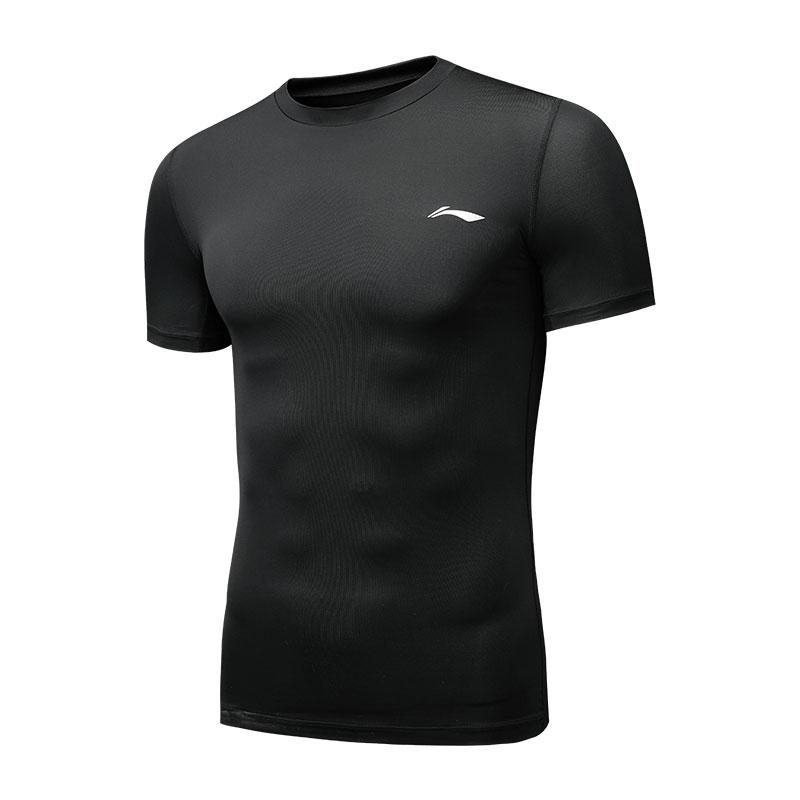 

Li-Ning Compression Short Sleeve Running Training Shirt Men tops Black YZMB-YUDW004 M