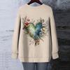 Women's Floral Print Round Neck Long Sleeved T-shirt Sweatshirt Top