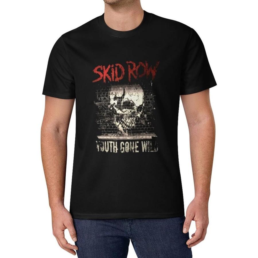 JOPNZWAW Men s Casual T-Shirt Skid Row Heavy Metal Band Ice Silk Shirts Short Sleeve Slim Fit T Shirt Top S