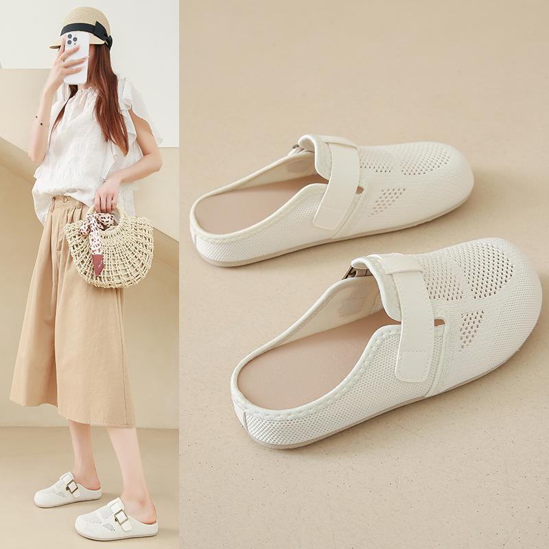 Outer wear bag head slippers breathable mesh Birkenstocks women's 2025 spring new thick-soled one-pedal half slippers
