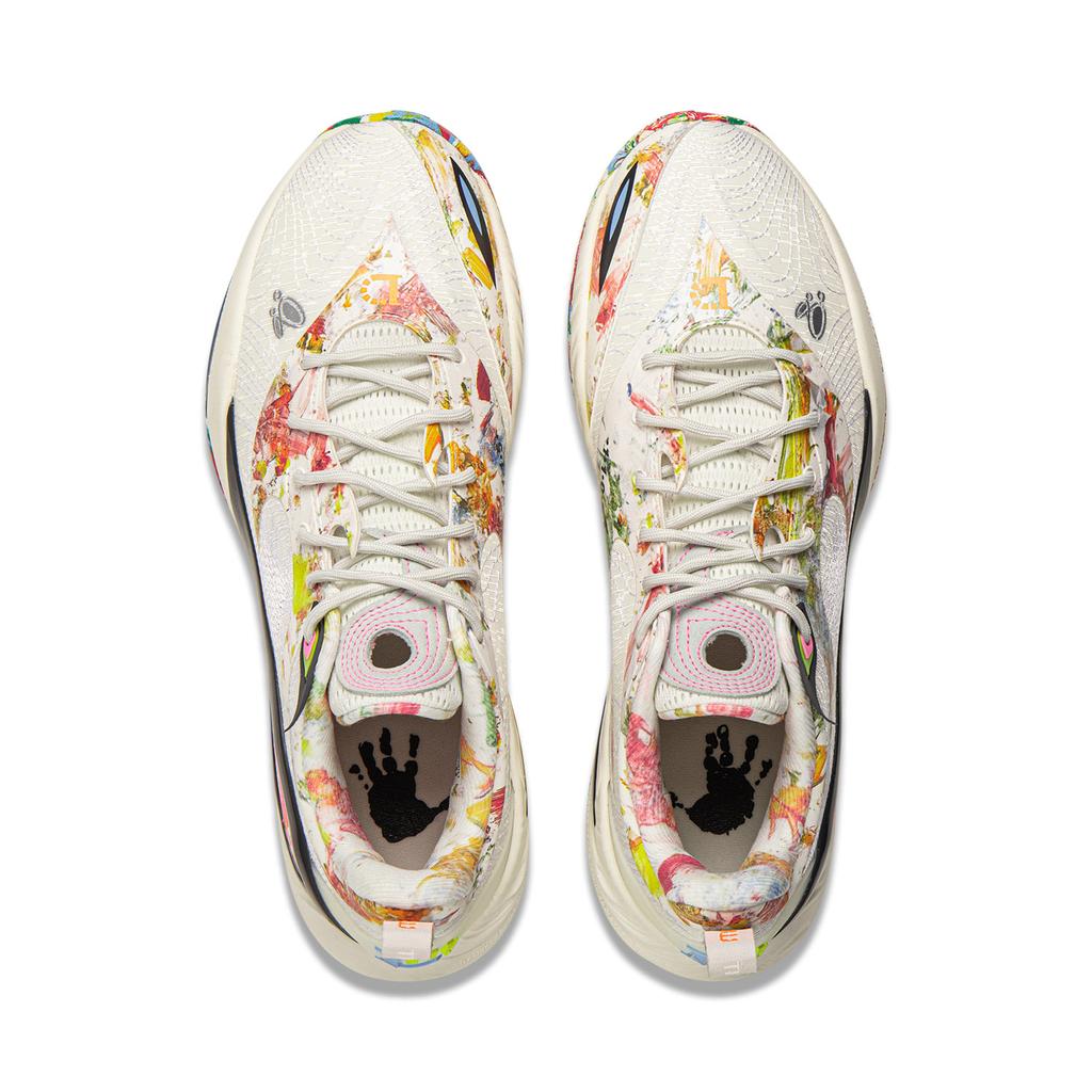 Li Ning DLO2 Russell 2, Canvas Dämpfung Rutschfest Rückprall Griff Niedrige Basketballschuhe Herren Elfenbein ABPW013-1