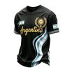 Argentinien Herren Freizeit T-Shirt mit Aufdruck am Hals, kurzärmlig, leicht, atmungsaktiv, Sommer Top