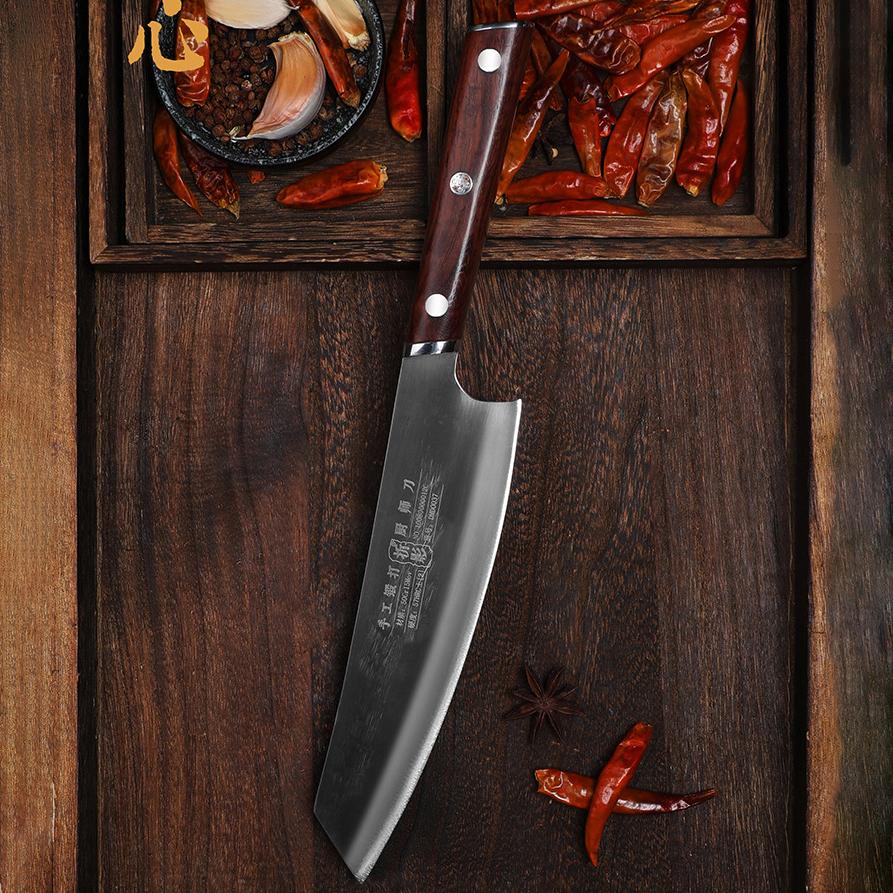 8 Inch Kiritsuke Knife Chef Cleaver Meat Slicing Vegetables Professional Kitchen Knives Wood Handle Handmade Forged Messer