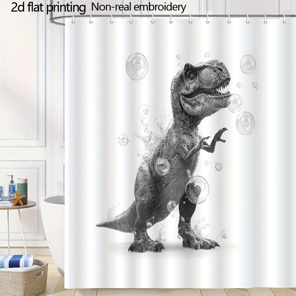 Tyrannosaurus Rex Soap Bubble Shower Curtain 1Pc With 12 Hooks For Bathroom Home Decor Polyester 2D Flat Print 70.8X70.8 Inch
