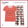 Conjunto de pijama de verano para mujer: Cuello Redondo, Manga Corta, Estampado de Dibujos Animados, Ropa de Casa que Reduce la Edad