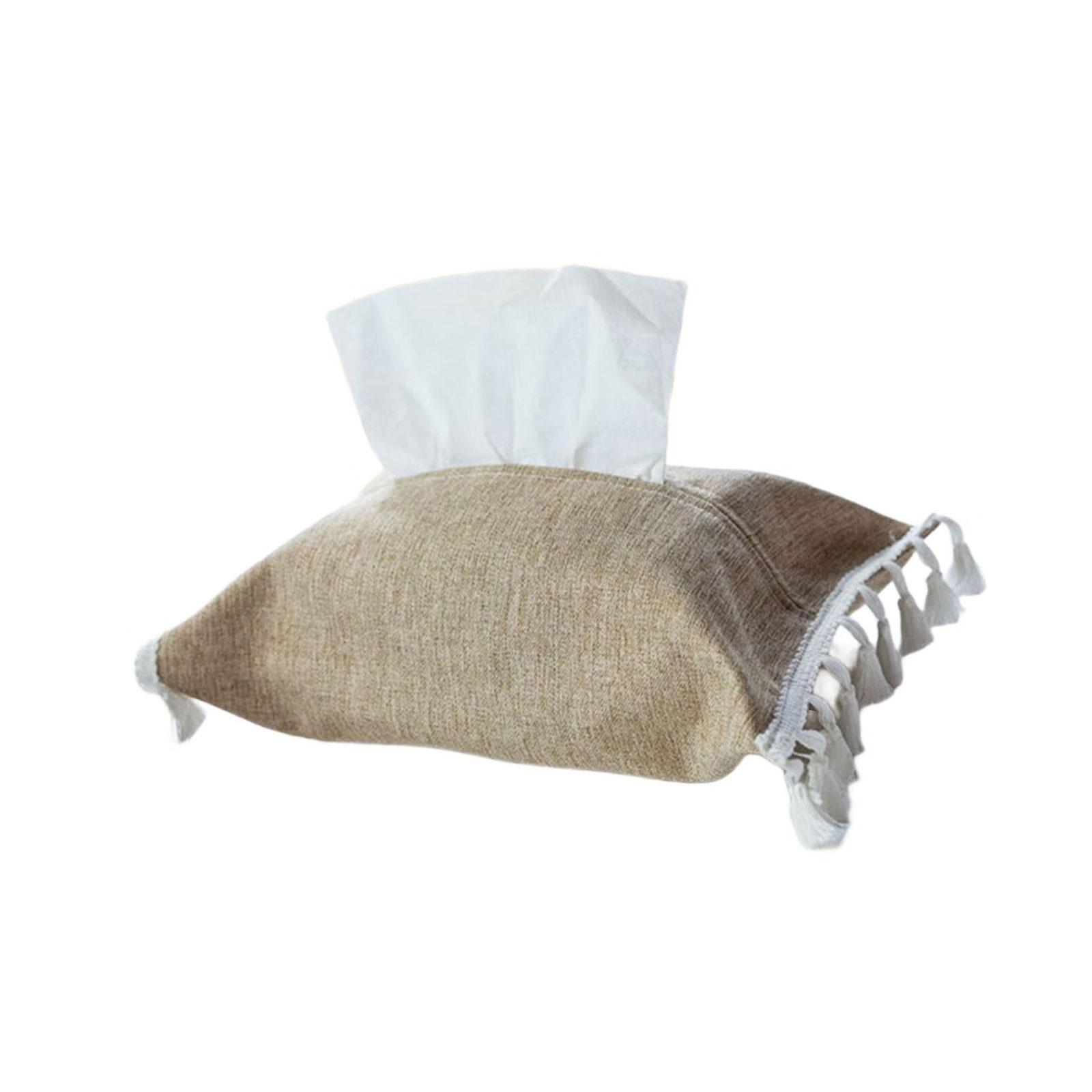 

Elegant Sturdy Fabric Tissue Box Cover Portable for Home and Office Decoration with Soft Cotton Linen Materials кавовий