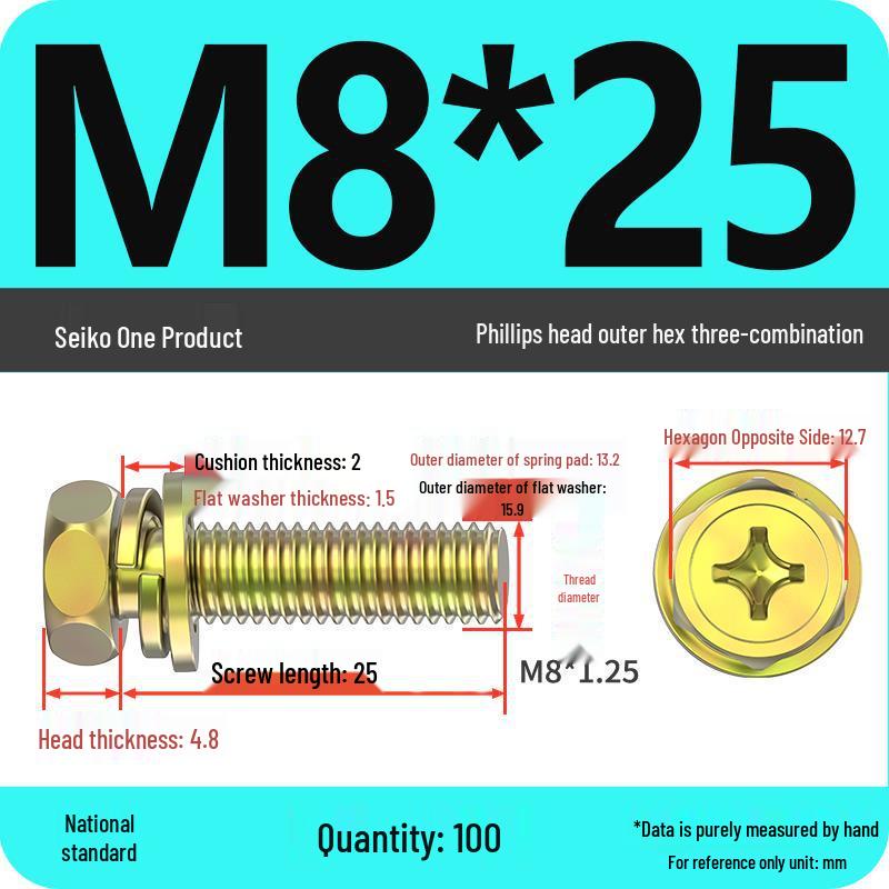 Hexagon Head Combination Screw Bolt Set with Washer and Spring Washer