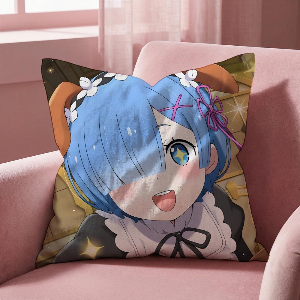 R-Re Zero ANIME Cushion Cover Multi-Scene Pillow Cover for Home & Car - Reversible, Soft & Durable for Daily Use