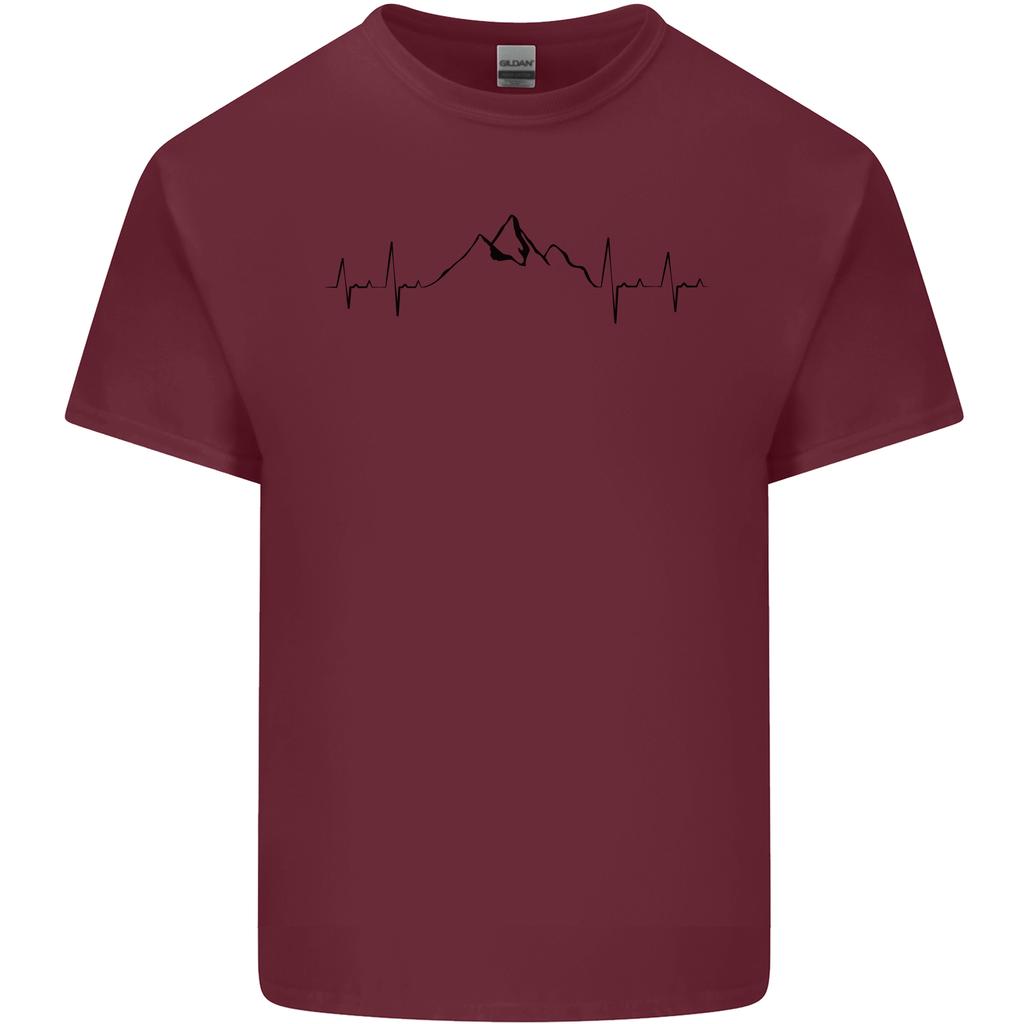 Mountain Ecg Hiking Trekking Climbing Pulse Unisexs Light Cotton Tshirt