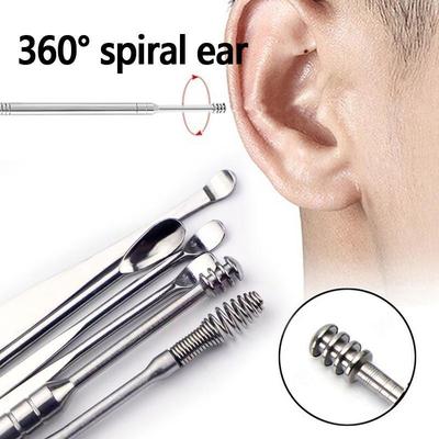 6 ks/sada Sběrače ušního vosku Nerezová ocel Odstraňovač vosku na ušní ušní souprava Piercing Kit Péče o ušní maz Čistič ušního mazu