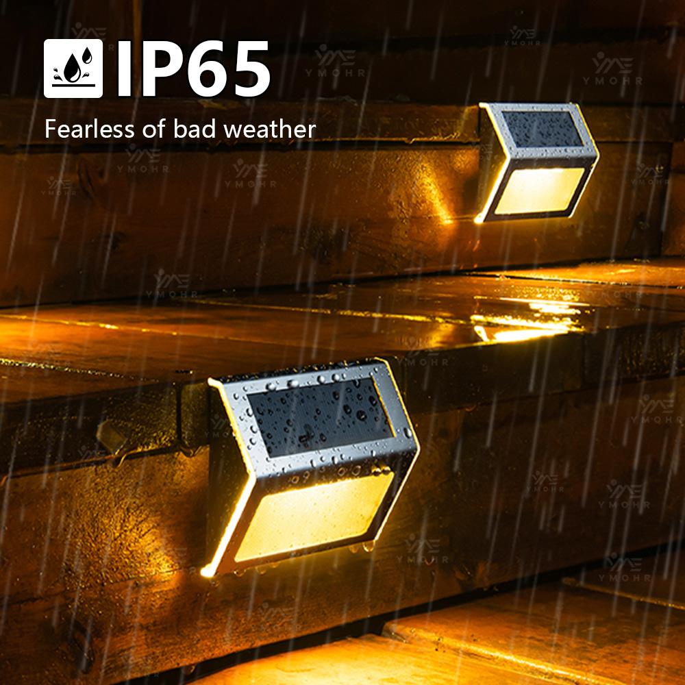 1-8PCS Solar Stainless Steel Step Light Solar Outdoor Lights Waterproof Garden Fence Decoration Wall Lamp for Patio Street Yard