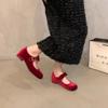 2026Low Heel Suede High-end Lightweight Shoe Women's Shoes New Style Spring Autumn Fashion Temperament Gentle Mary Jane Shoes