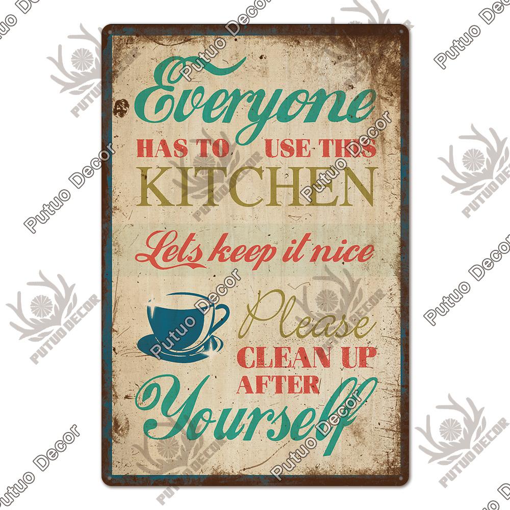 Putuo Decor Kitchen Slogan Vintage Tin Sign Plaque Metal Wall Art Stickers Cafe Kitchen Home Dinner Room Retro Poster Plate