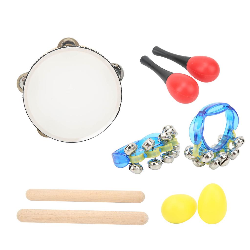Kids Musical Instruments Set Hand Drum Egg Shaker Rumba Shaker Rattle Hand Jingle Bell Rhythm Stick Kit for Children