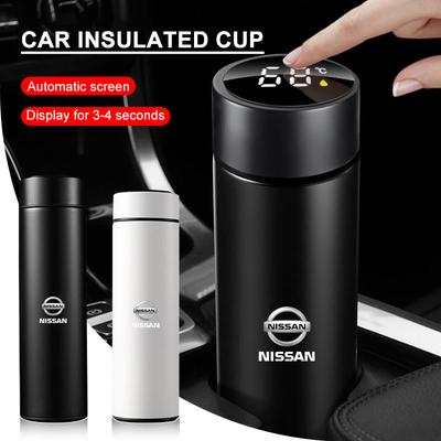 500ml Edelstahl Auto Emblem Intelligenter Temperaturbecher Kaffeetasse Für Nismo Qashqai X J10 J11 Trail Tiida Teana Skyline Juke X-trai