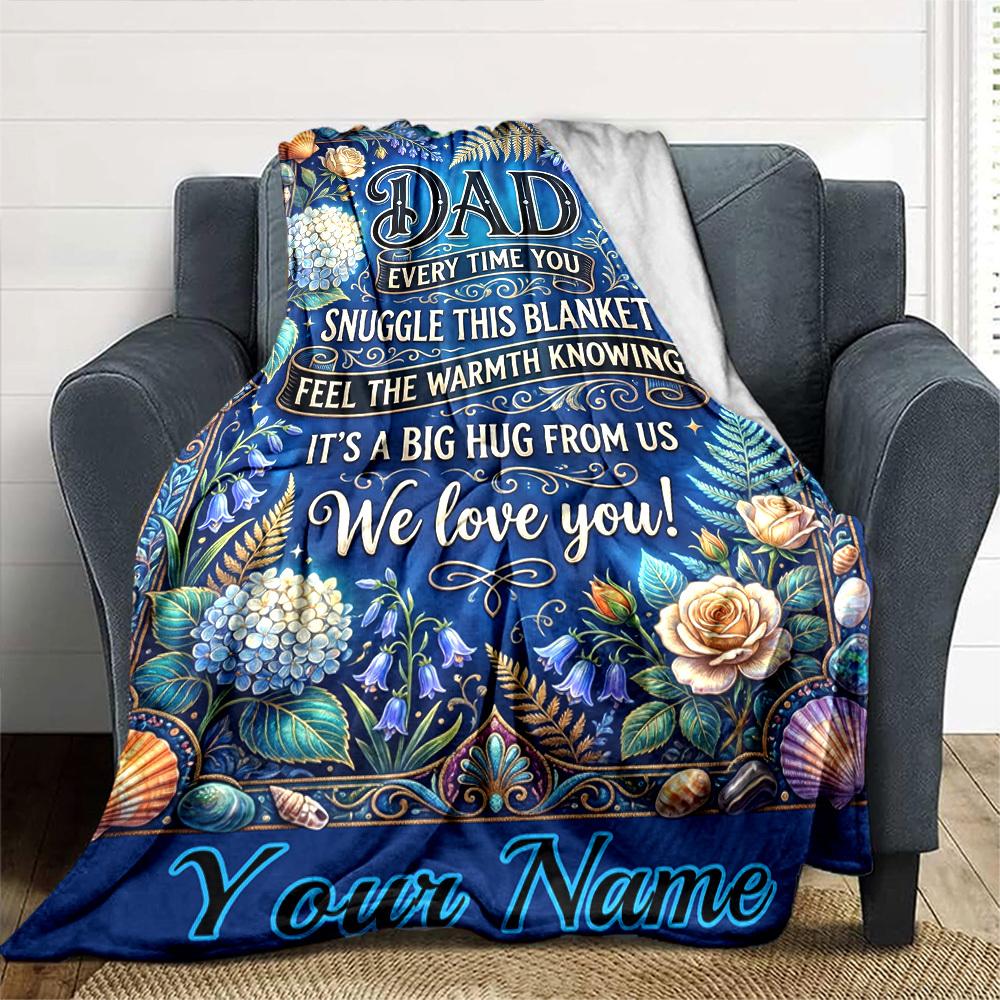 Warm Memories Of Father'S Day Themed Blanket Personalized Name Soft Warm And Versatile For Sofa Bed Office And Travel Machine Washable Comfortable In