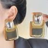 Vintage Metal Geometric Square Crystal Earrings For Women Girls Exaggerated Gold Color Big Chunky Earrings Jewelry Accessories