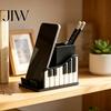 Bandeja de Escritorio Compacta para Notas Forma de Piano Portalápices, Organizador Creativo Temático Musical, con Soporte para Teléfono Almacenamiento Pequeño de Escritorio Diseño de Portalápices, Papelería