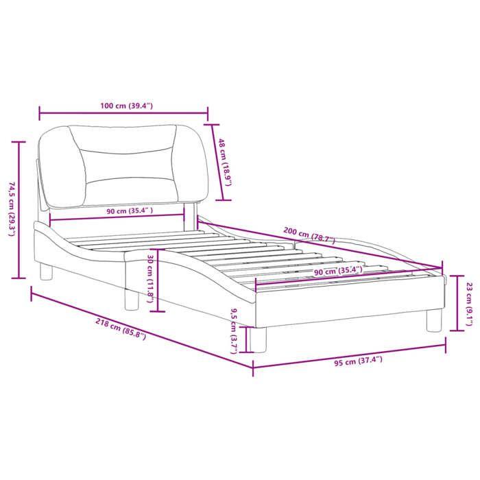 VidaXL Cadre de Lit avec Tête de Lit, Lit Rembourré, Sommier à Lattes, Lit Simple, Lit Adulte de Chambre à Coucher 3207979