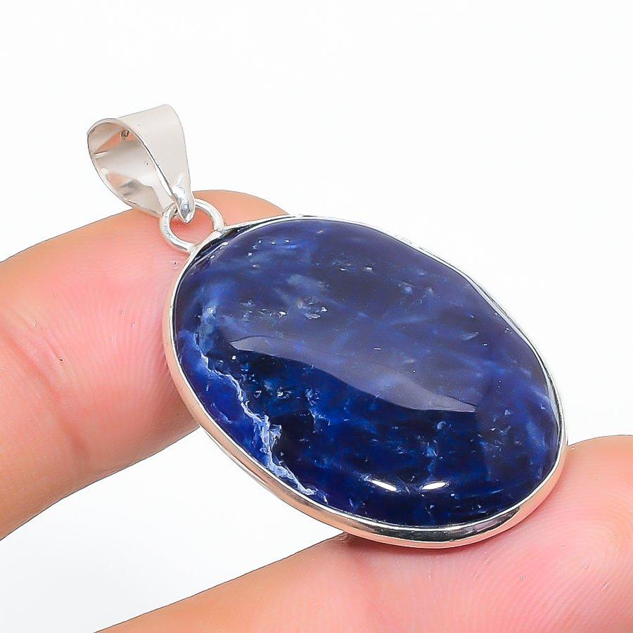 

Подвеска из стерлингового серебра 925 пробы с натуральным содалитом 1,77 дюйма I5N41