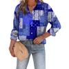 1116 Fashion European and American Shirts Spring and Autumn Loose Digital Printed Checked Cardigan Women's Shirt