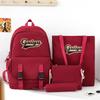 Four-Piece Backpack Set Letter Backpack Senior High School Student Schoolbag Unisex Large Capacity Lightweight Backpack