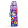 1PC Colorful Cat Psychedelic Art Print 750ml Color Plastic Sports Water Bottle Leakproof Flip Straw Lid Suitable for Sports Office Home Use