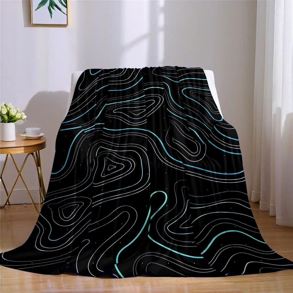 Neon Contours Flannel Blanket Warm Soft Halloween Christmas Couch Warm Cozy Decorative Decor Gift for All Season