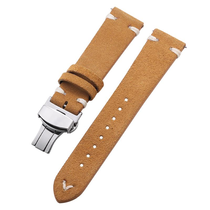 18mm 20mm 22mm Band High Quality Suede Cowhide Strap for Seiko Watchband Butterfly Buckle Wristband Vintage Bracelet Accessories