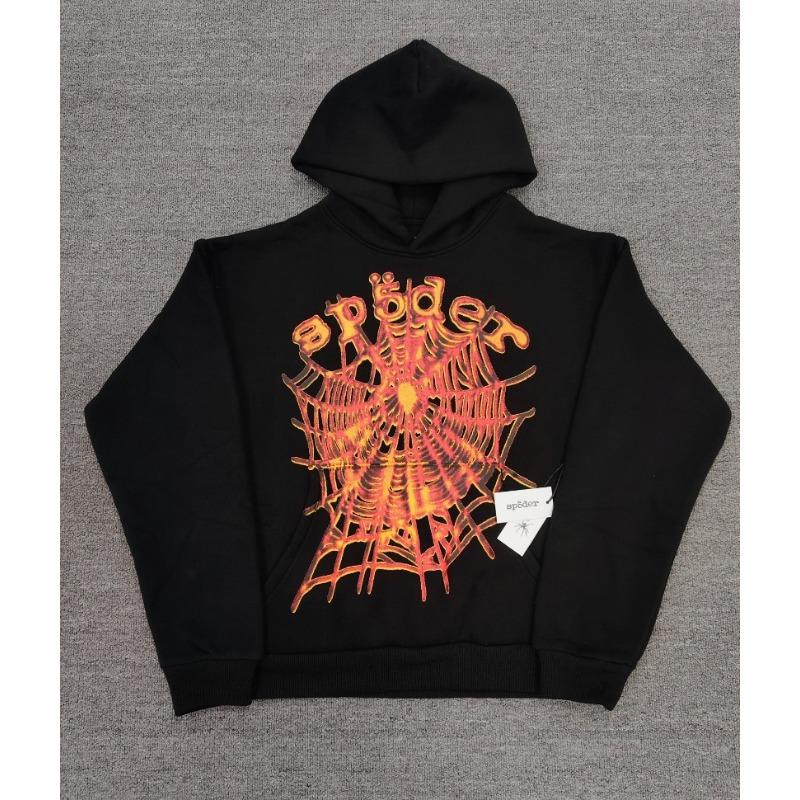 Heavy fleece foam print spider web hoodie sports casual sweater sweatpants set