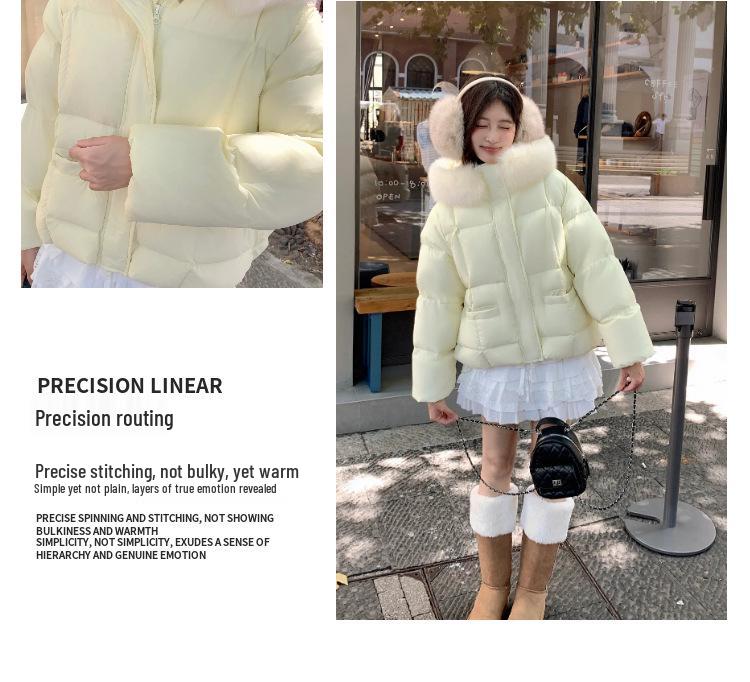 2025 Women's Petite Winter Down Jacket with Fox Fur Collar, 90% White Duck Down, Short & Thickened for Warmth