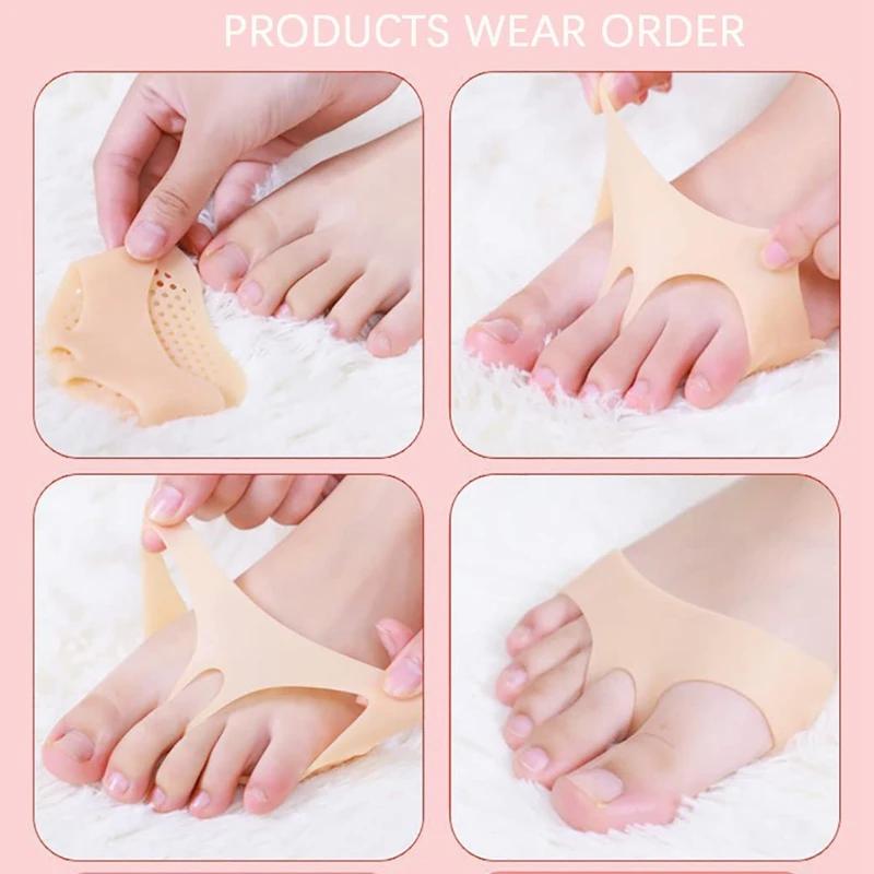 Fashion 2PCS Silicone Metatarsal Pads Toe Separator for Women Pain Relief Elastic Foot Pad Orthotics Foot Massage Insoles Forefoot Socks