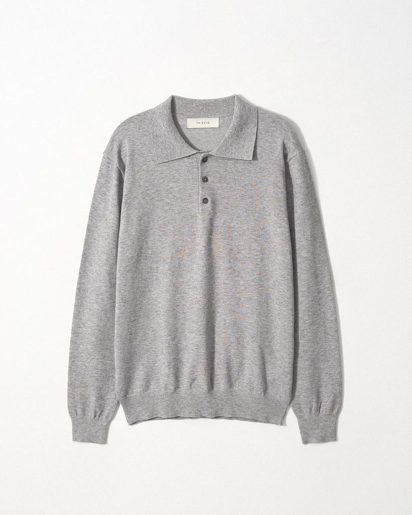 EZIO Essential Button Collar Knit_Light Gray