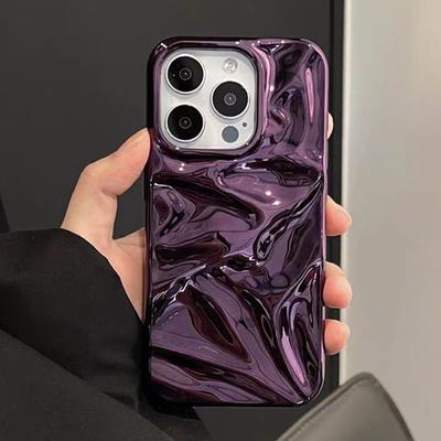 3D Electroplated Fold Wrinkle Silicone Case For For Iphone 16 1 14 13 12 Pro Max Plus 11  Shockproof Protective Bumper Cover
