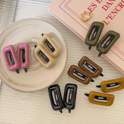 2Pcs Candy Color Mini Bb Hair Clip Small Rectangular Hairpin Simple Ins Style Side Clip Barrettes Girl Headwear Hair Accessories