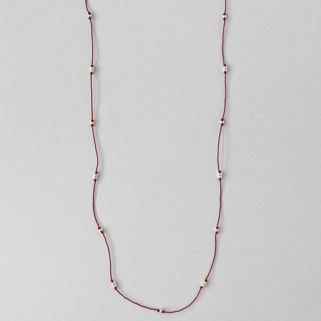 Niche Personalized High-Grade Metal Copper-Plated Platinum Ball Beaded Long Chain Woven Rope Trendy Fashion Simple Necklace