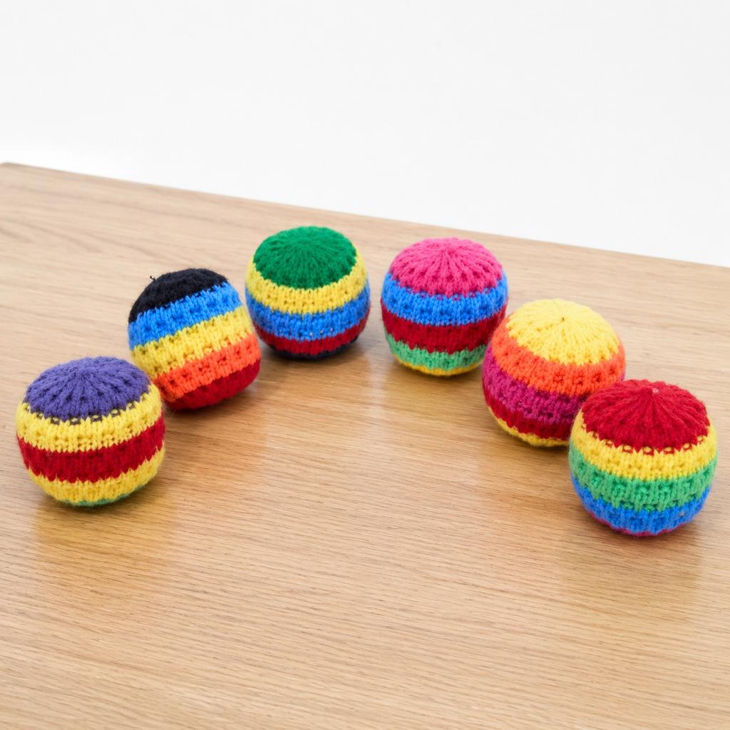 Pacote com 6 Hacky Sacks Tecidos à Mão Footbags Design Crochê Tricô Camada Externa de Algodão Durável com Enchimento de Pellets para Jogos de Chutar Malabarismo