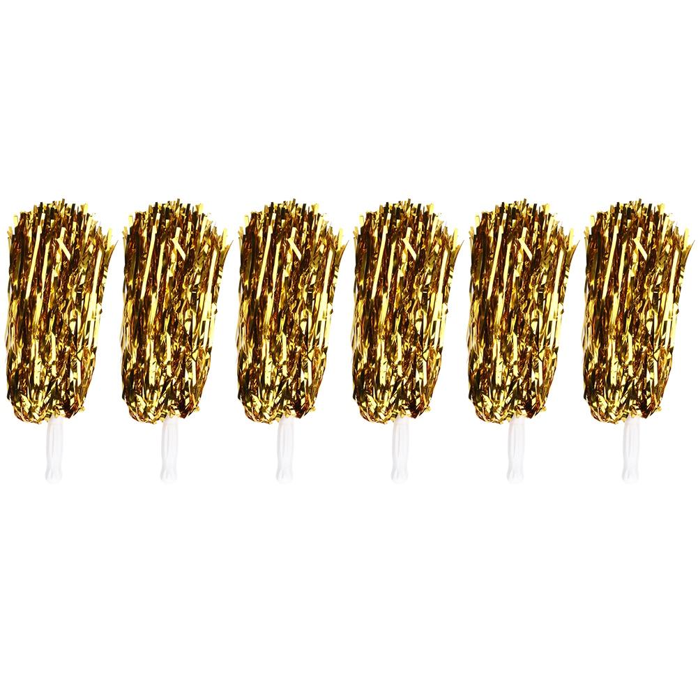 6PCS Cheer Ing Poms Flower Ball for Sport Competition Football Basketball MatchGold