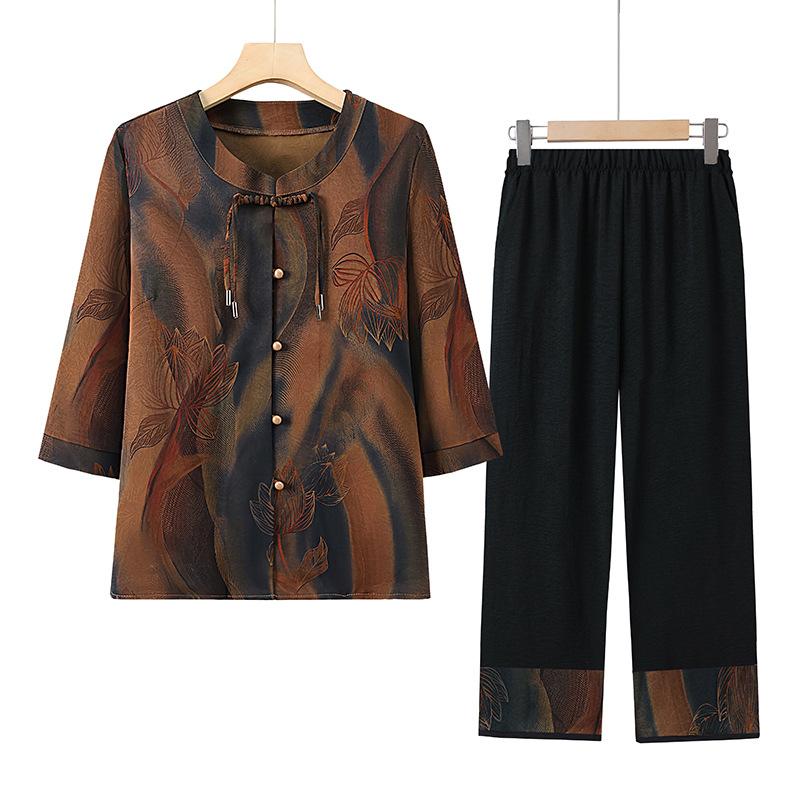 

Пожилой летний костюм с вышивкой, модный и удобный костюм-рубашка для женщин среднего возраста 5XL