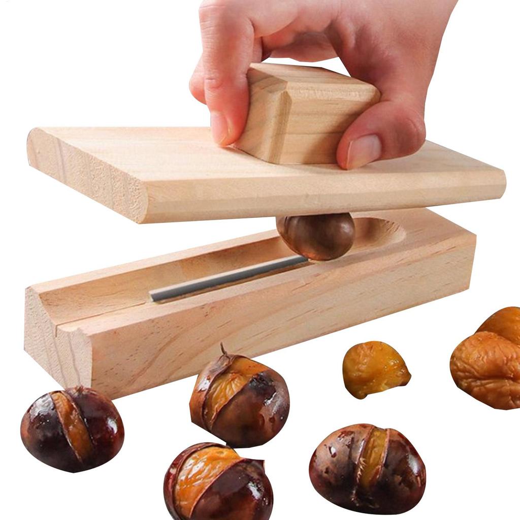New Chestnut Can Opener, Solid Wood Peeler, Raw Chestnut, Lotus Seed Machine, Household Cross Shaped Chestnut Opener Tools