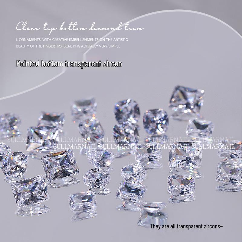 

Transparent Zircon Rhinestone Nail Art: Oval, Square, Octagon - 2pcs