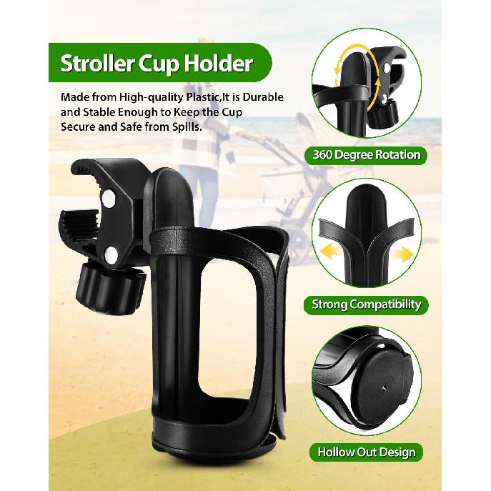 Adjustable Stroller Water Bottle Holder - 360° Rotating Bike Cage for Stroller Accessories Cup Holders 5