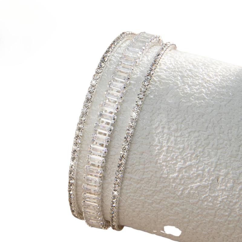 Meier Rhinestone bracelet - open cuff, triple row, trendy & personalized wedding jewelry