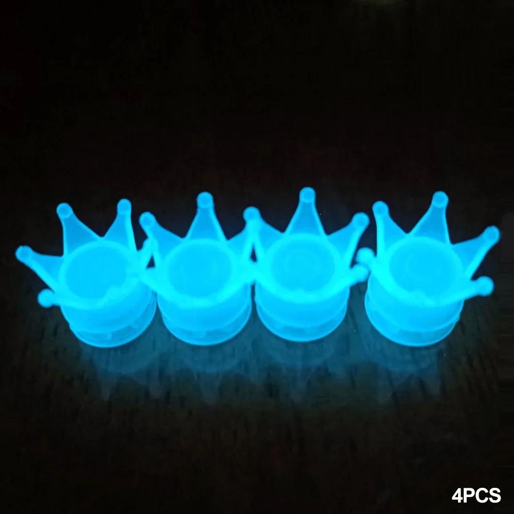 4Pcs Luminous Car Tire Valve Cap Fluorescent Night Glowing Decor Motorcycle Bike Wheel Nozzle Dustproof Tyre Valve Stem Caps