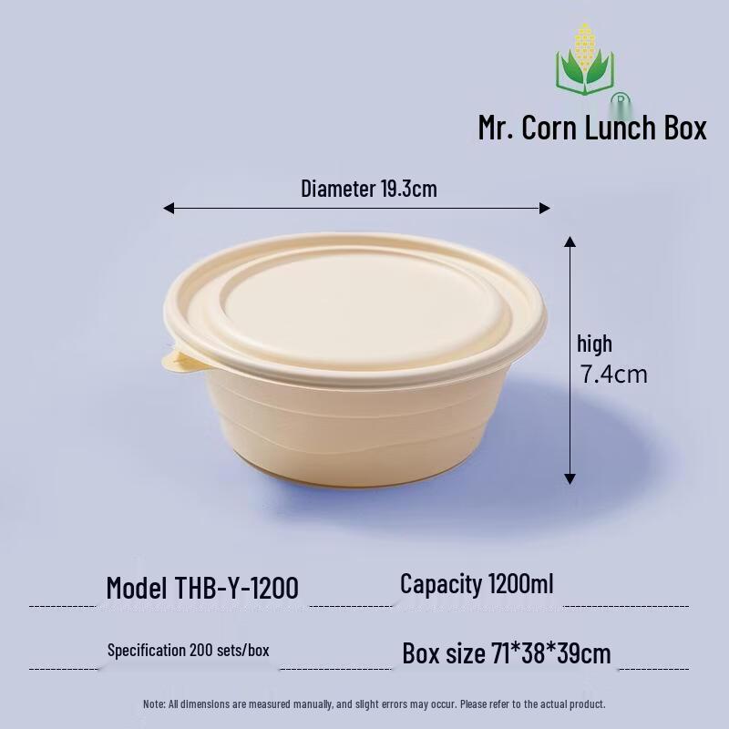 Eco-Friendly Corn Starch Disposable Round Takeaway Bowl