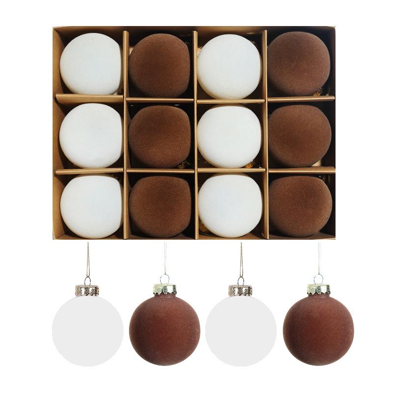 Velvet Christmas Flocked Ball Ornaments, 8cm, Set of 12 – Tree Decorations