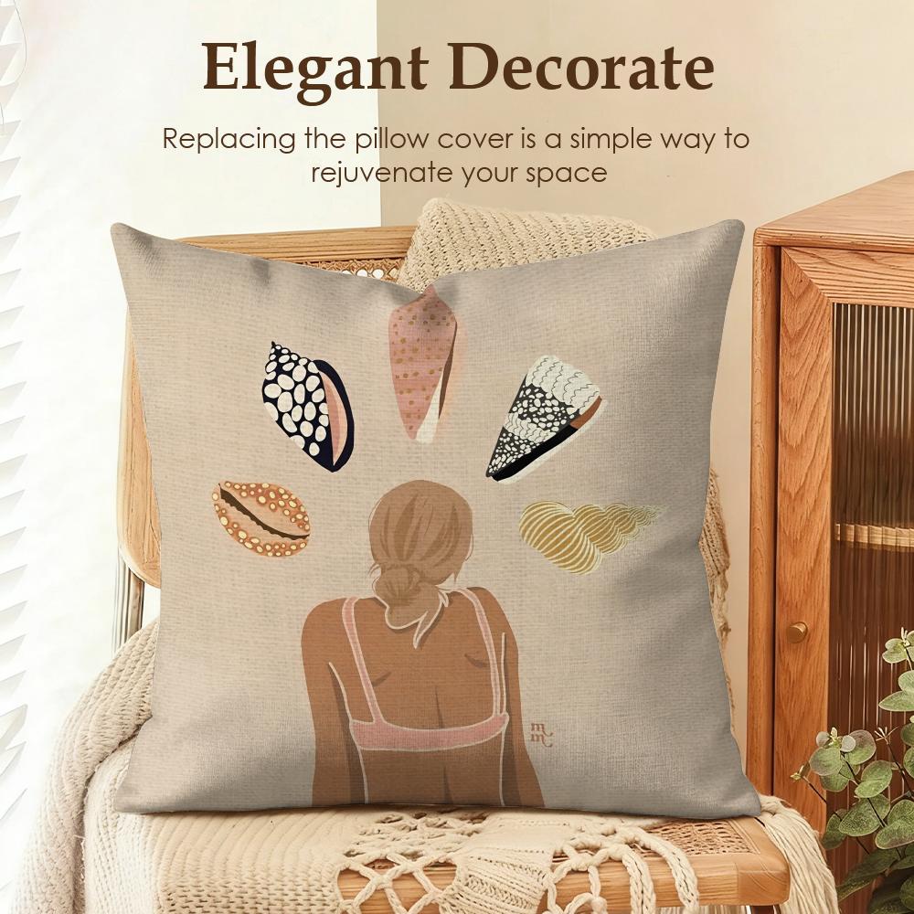 Summer Surfing Ins Art Cushion Cover Natural Linen Organic Fabric DoubleSided Printing Sofa Home Decor Gift Pillow Case