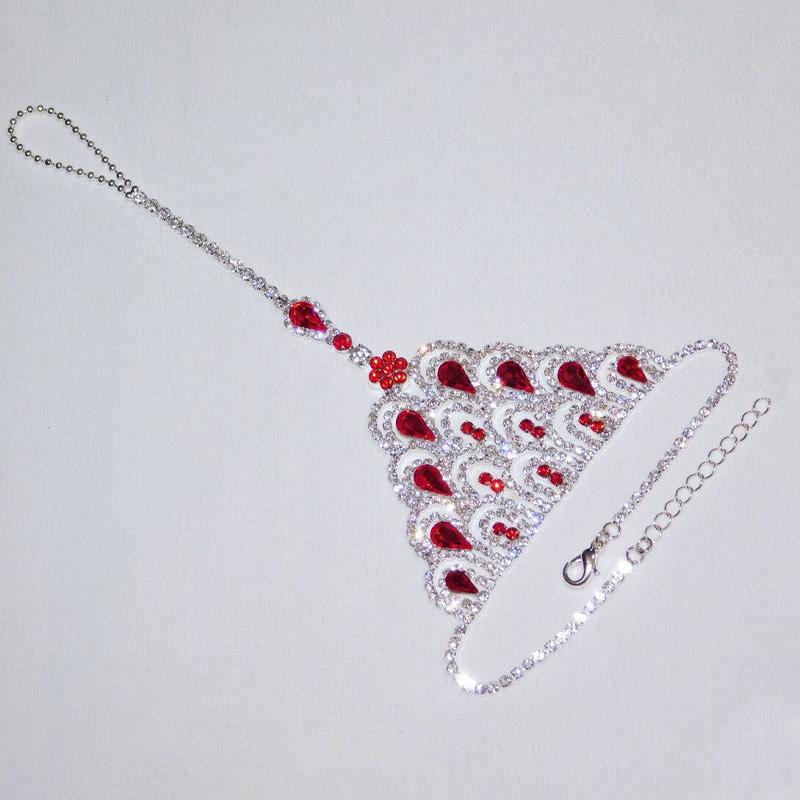 Ruby Red Crystal Anklet Rhinestone Foot Chain for Women Boho Rhinestone Finger Toe Anklet Barefoot Sandal Foot Jewelry