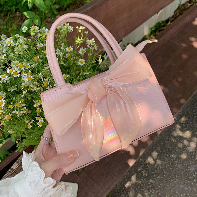2025 Niche Women's Fairy Bow Handheld Small Square Bag - Sweet Girl Shoulder Crossbody